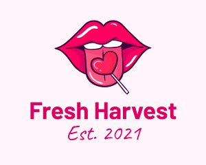 Heart Lollipop Candy Lips logo design