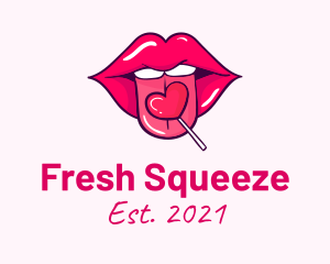 Heart Lollipop Candy Lips logo design