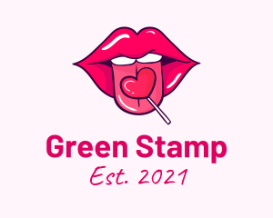 Heart Lollipop Candy Lips logo design