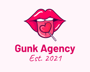 Heart Lollipop Candy Lips logo design