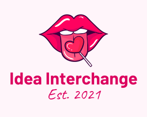 Heart Lollipop Candy Lips logo design