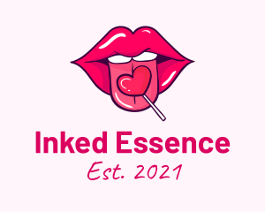 Heart Lollipop Candy Lips logo design