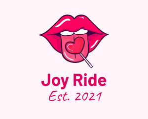 Heart Lollipop Candy Lips logo design