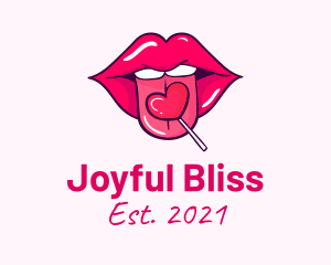 Heart Lollipop Candy Lips logo design