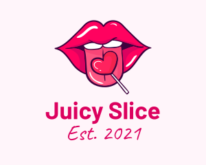 Heart Lollipop Candy Lips logo design