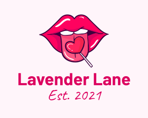 Heart Lollipop Candy Lips logo design