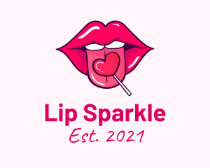 Heart Lollipop Candy Lips logo design