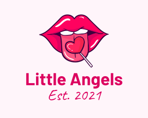 Heart Lollipop Candy Lips logo design