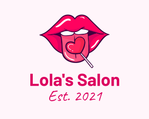 Heart Lollipop Candy Lips logo design