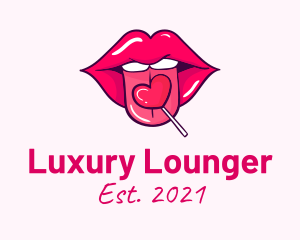 Heart Lollipop Candy Lips logo design