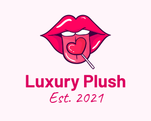 Heart Lollipop Candy Lips logo design