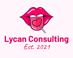 Heart Lollipop Candy Lips logo design