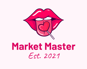 Heart Lollipop Candy Lips logo design