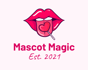 Heart Lollipop Candy Lips logo design