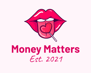 Heart Lollipop Candy Lips logo design