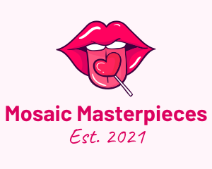 Heart Lollipop Candy Lips logo design