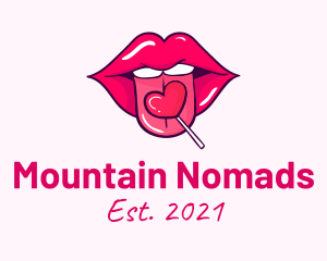 Heart Lollipop Candy Lips logo design