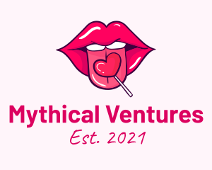 Heart Lollipop Candy Lips logo design