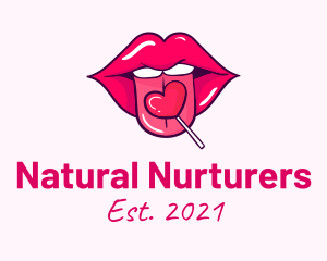 Heart Lollipop Candy Lips logo design