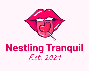 Heart Lollipop Candy Lips logo design