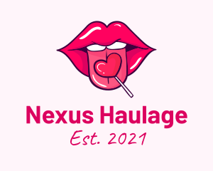 Heart Lollipop Candy Lips logo design