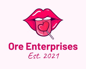 Heart Lollipop Candy Lips logo design