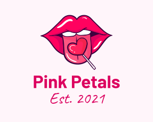 Heart Lollipop Candy Lips logo design