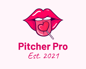 Heart Lollipop Candy Lips logo design