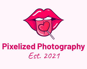 Heart Lollipop Candy Lips logo design