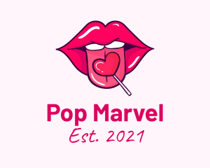 Heart Lollipop Candy Lips logo design