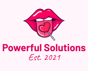 Heart Lollipop Candy Lips logo design