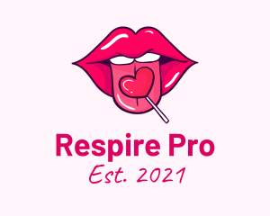 Heart Lollipop Candy Lips logo design