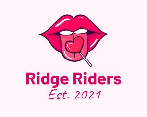 Heart Lollipop Candy Lips logo design