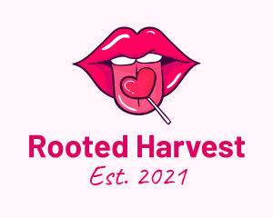 Heart Lollipop Candy Lips logo design