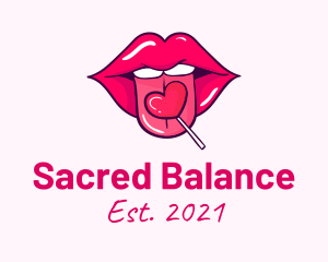 Heart Lollipop Candy Lips logo design