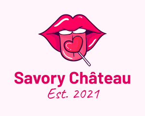 Heart Lollipop Candy Lips logo design