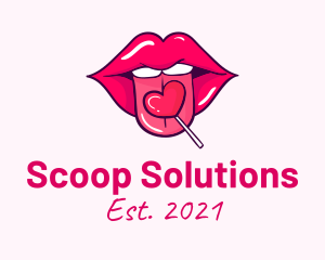 Heart Lollipop Candy Lips logo design