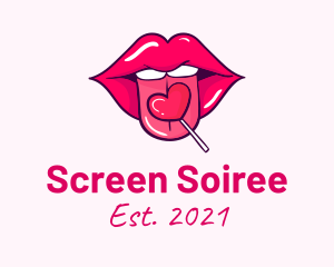 Heart Lollipop Candy Lips logo design