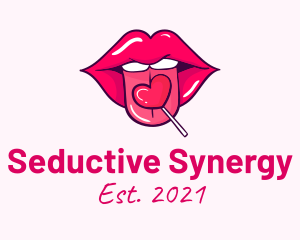 Heart Lollipop Candy Lips logo design