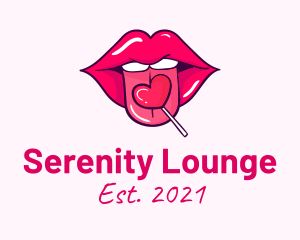 Heart Lollipop Candy Lips logo design