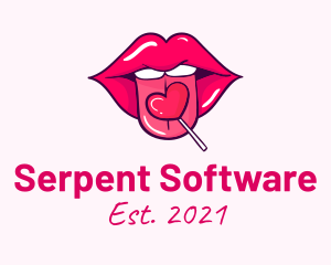 Heart Lollipop Candy Lips logo design