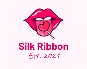 Heart Lollipop Candy Lips logo design