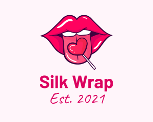 Heart Lollipop Candy Lips logo design