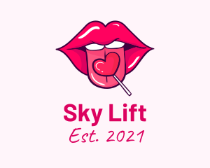 Heart Lollipop Candy Lips logo design