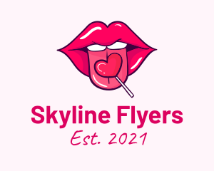 Heart Lollipop Candy Lips logo design