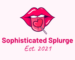 Heart Lollipop Candy Lips logo design