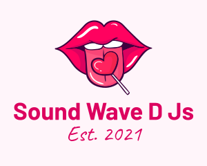 Heart Lollipop Candy Lips logo design