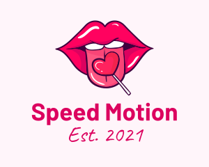 Heart Lollipop Candy Lips logo design