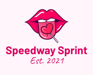 Heart Lollipop Candy Lips logo design