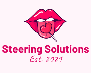 Heart Lollipop Candy Lips logo design